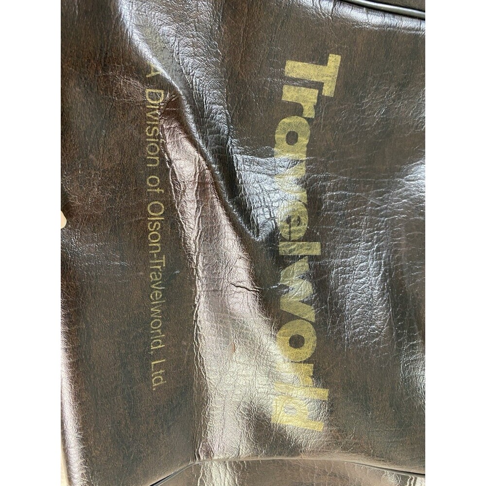 Vintage 60s 70s Travelworld Division Olson Brown Leather Travel Duffel Bag Ltd - Picture 9 of 12